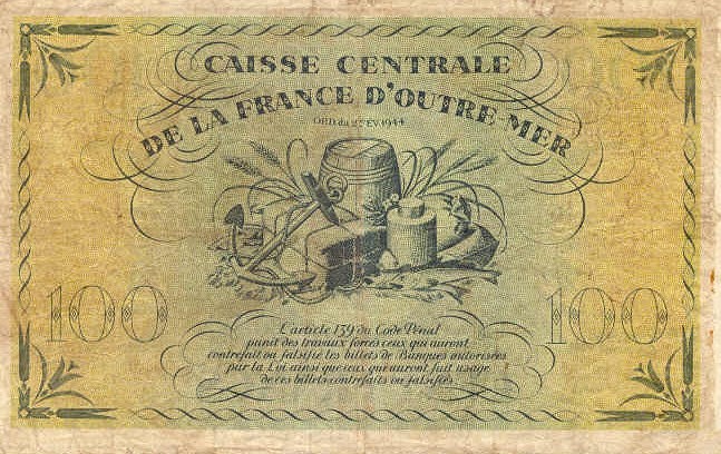 Banknoty Guadelupe - GuadeloupeP29a-100Francs-1944-donatedms_b.jpg