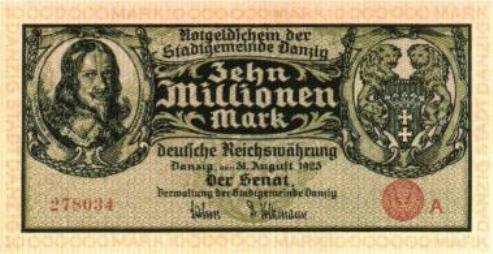 banknoty Emisja Senatu Wolnego Miasta Gdańsk-waluta marka-niektóre mają dwa nominały - 10mil_marek_31sierpnia1923.jpg