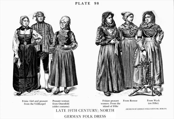 Moda z dawnych wi... - Planche 98b Fin du XIX Sicle, Habits traditionne...Nord, Late 19Th Century, North German Folk Dress.jpg