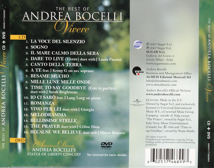 The Best Of - Andrea Bocelli - Vivere - The Best Of - back.bmp