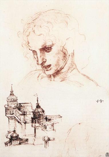 Studies  drawings - Study of an apostles head and architectural study1494-98Royal Library, Windsor.bmp