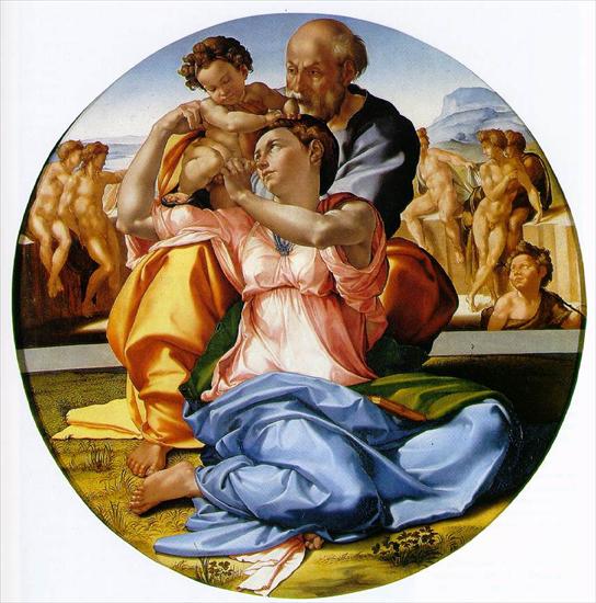 Paintings - The Holy Family with the infant St. John the Baptist the Doni tondo1506Uffizi, Florence.bmp