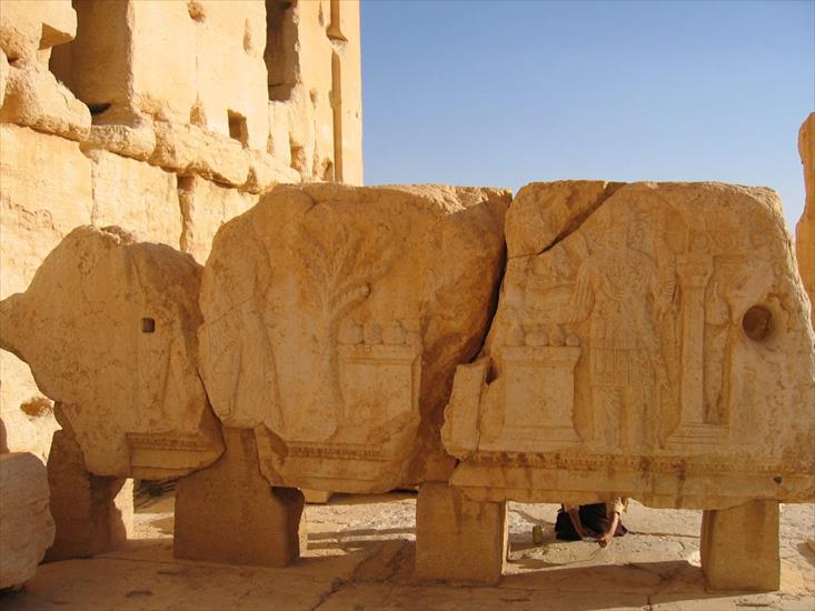 Palmyra - obrazy - Frieze_in_the_Temple_of_Bel_Palmyra_Syria. Światynia Bela.JPG