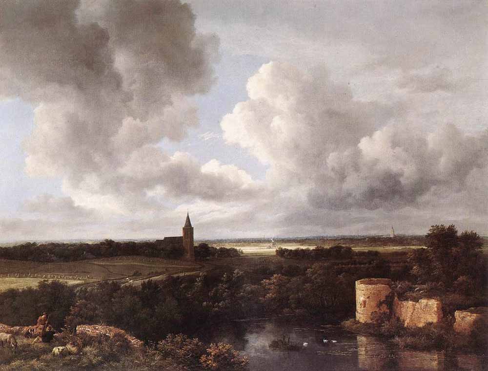 Ruisdael Jacob van - RUISDAEL_Jacob_Isaackszon_van_An_Extensive_Landscape_With_A_Ruined_Castle_And_A_Village_Church.jpg