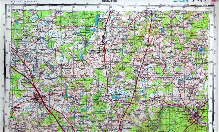 1-nowe - TRLL MAPY - LITWA - Pł82nocne okolice Wilna - rosyjska mapa wojskowa cz999B87 głrna - Vilnius 58V.jpg