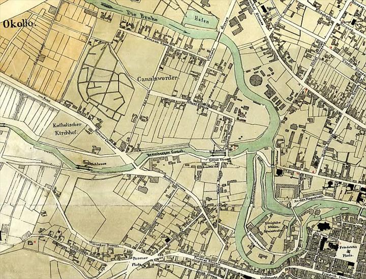 Mapy Bydgoszczy - Bydgoszcz,przedmieście poznańskie,Okple i Wilczak w 1876 r..jpg